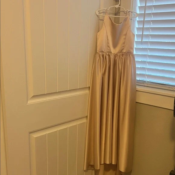 Gold/ cream Satin Kids Dress with Bow, flower girl dress - Picture 4 of 16